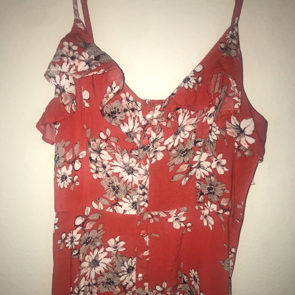 Red floral Lulu’s button up maxi dress